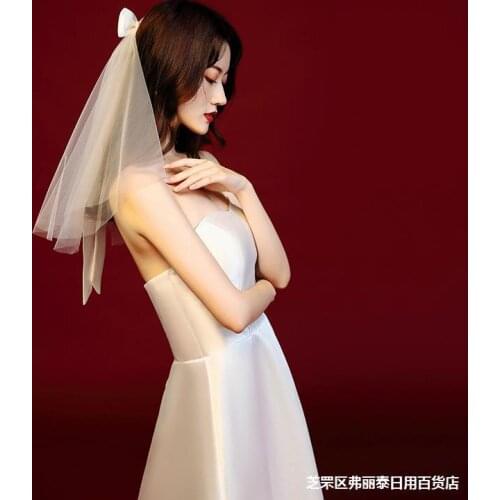 Photograph to obtain license props new head veil bowknot head veil wedding bride Sen small head veil multi-layer fluffy