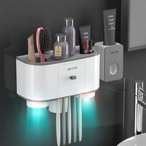 Creative Magnetic Adsorption Toothbrush Holder Sets Automatic Toothpaste Dispenser Squeezer Wall Mount Bathroom Accessories