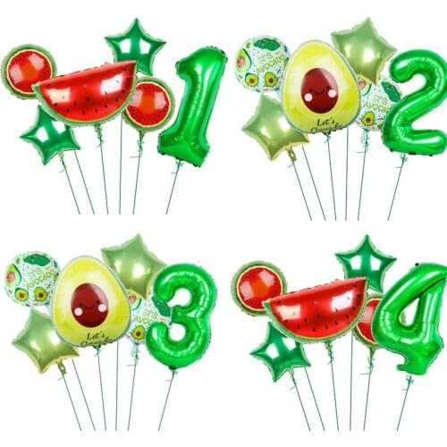 Summer Fruit Birthday Balloons Cartoon Avocado Watermelon Foil Globos Kids Birthday Party Decorations Child Air toys Baby Shower