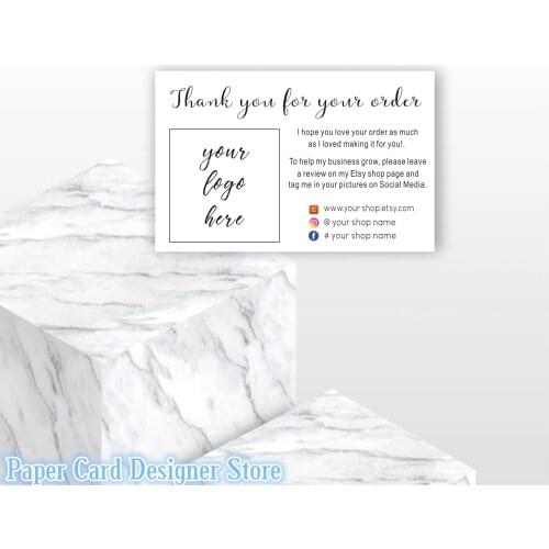 Customize Logo Thank You For Your Order Cards Please Leave a Review Card Personalized Tag Share Cards Social Media Business Card