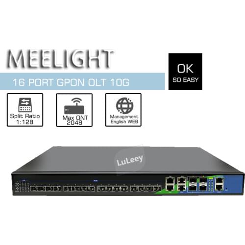 GPON OLT 16 PON 2.5/1.25 Gbps Smart Network English WEB management communication device 1:128 2048 max ONU