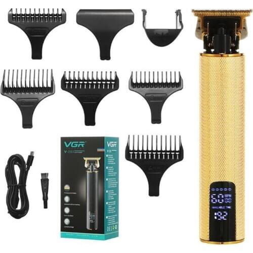 VGR hair trimmer cordless rechargeable hair clipper haircut machine beard trimmer T shape oil head clipper white engraving LED