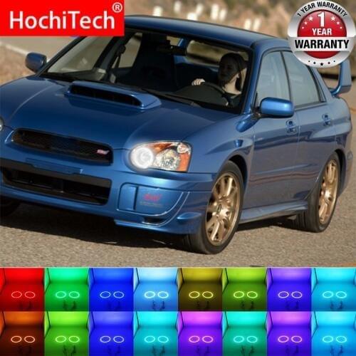 Headlight Multi-color RGB LED Angel Eyes Halo Ring Eye DRL RF Remote Control for Subaru Impreza 2002 2003 2004 2005 Accessories