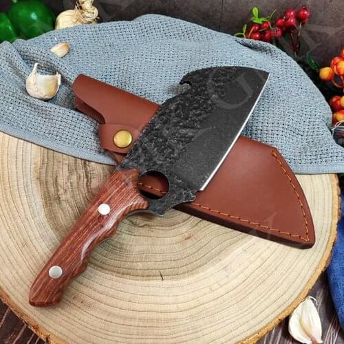 Multifunctional Knife Meat Cleaver Hunting Knife Forged Kitchen Knives Damascus Laser Pattern