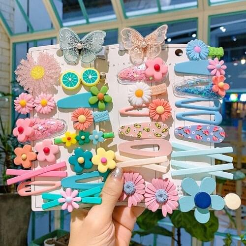 8/10pcs Cute Girls Hair Clip Set Rainbow Fruit Cartoon Hair Bands Hair Accessories Headwear Hairpins Cartoon Hairpin Headdress