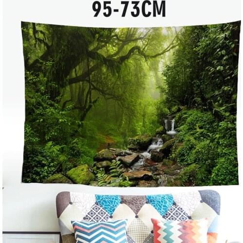 3Sizes Trees Misty Forest Tapestry Wall Hanging Tapestry Natural Landscape Tapestry For Bedroom Living Room Decor
