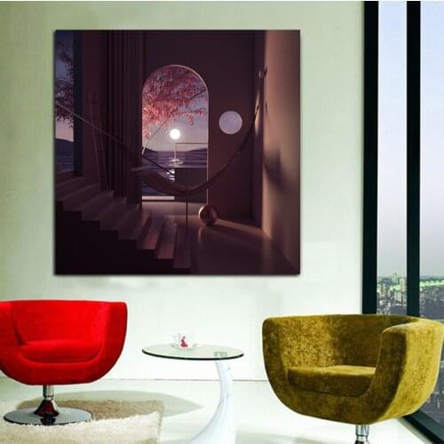 Peter Tarka Stairwell Beautiful Scenery Artwork Canvas Painting Print Living Room Home Decor Modern Wall Art Oil Painting Poster
