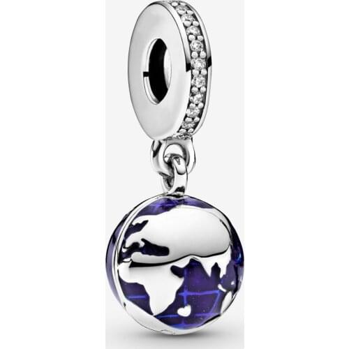 New Original 925 Sterling Silver Bead Our Blue Planet Dangle Charm Fit Pandora Bracelet Necklace DIY Women Jewelry