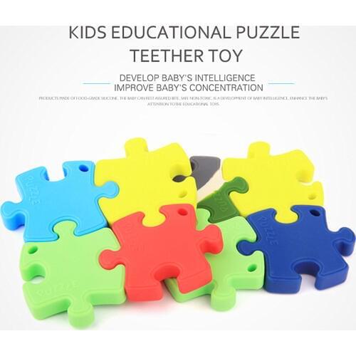 Chenkai 20pcs Silicone Puzzles Teether Baby Pacifier Dummy Jigsaw Teething Chewable Pendant Nursing Necklace Jewelry