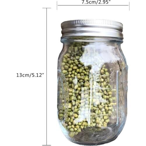 Sprouting Jar with Stainless Steel Screen Lid Wide Mouth Quart Mason Sprouter