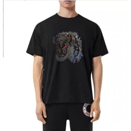 Plus Size 2021 Hot Drilling T Shirts Men Brand Short Sleeve Man Fashion Streetwear O Neck Slim Tshirts man gifts