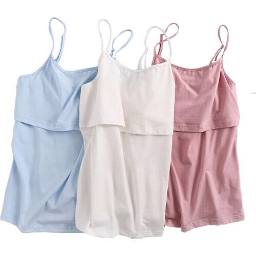 Nursing Top Pregnancy Women Solid Clothes Breastfeeding Top Loose Cotton Tank Pregnancy Tops Crop Tops Maternity Summer Shirt