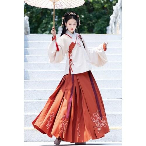 New summer retro embroidery womens skirt Chinese style elegant embroidery dance dress traditional costume long skirt SP0292