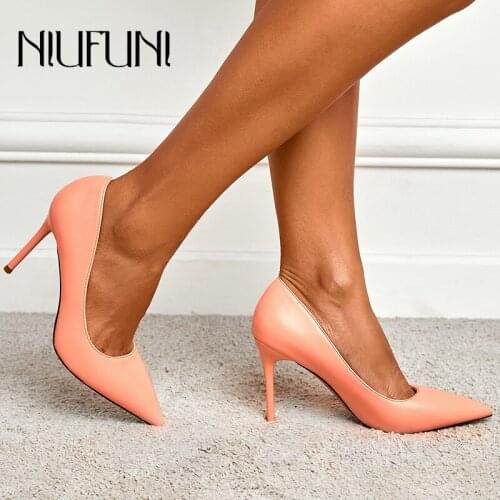 NIUFUNI Summer Solid Color Pointed Toe Stiletto High Heels Women Shoes 2021 Slip-On Slides Commuter Work Shoes Simple Sexy Pumps