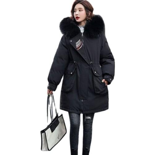 Ladies' StyleThe New Cotton DlothesWomens Mid-length Winter2021Embroidery ThickeningLadies Loose Waist Big Eur Collar Cotton C