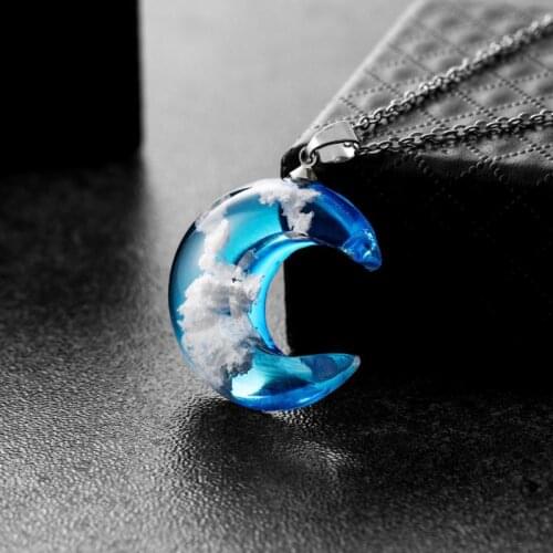 2019 Fashionable Beach Personality Cute Turtle Blue Sky White Clouds Resin Pendant Necklace Women Men 3 Color Chain Jewelry