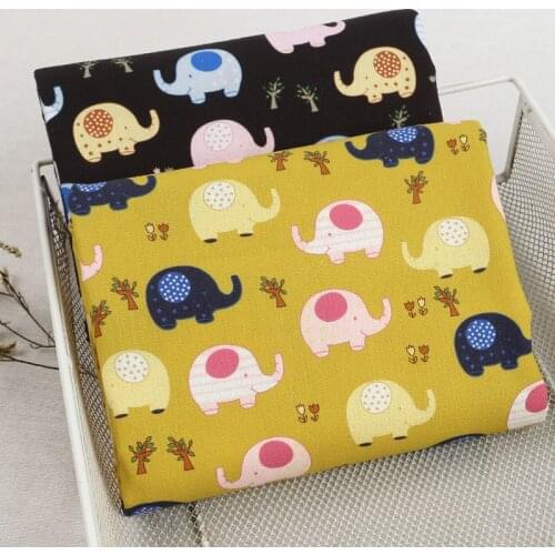 45cm*110cm/Piece,Cartoon Elephant Cotton Hemp Printing Cloth,Clothing Bag Tablecloth,Curtain Puppet Fabric,DIY Handmade Material