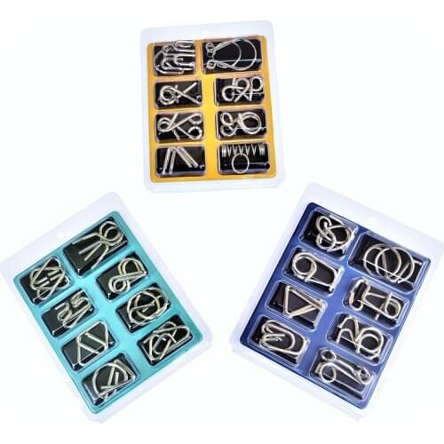 8pcs/set Metal Intelligence Solution Ring Unbuckle Puzzle Magic Trick Game Brain Teaser Toy Kids Adult Creative Logic Game