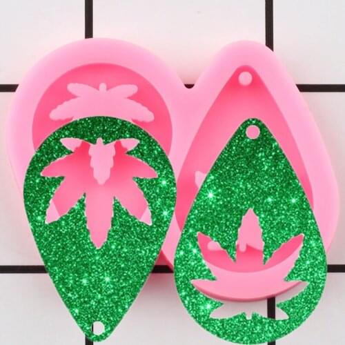 Shiny Glossy Maple Leaf Droplets Epoxy Resin Craft Keychian Silicone Mold Pendant Polymer Clay Moulds DIY Handmade Charms Mould