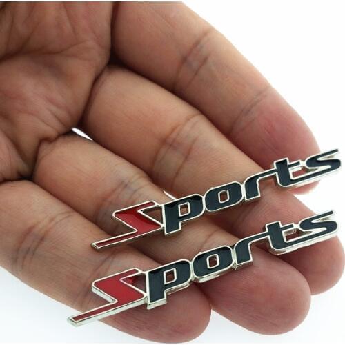 CDIY Car Styling 2pcs/pairs SPORT 3D Small Metal Car Sports logo Chrome Metal Auto Car Sticker Emblem Badge Decal Accessories