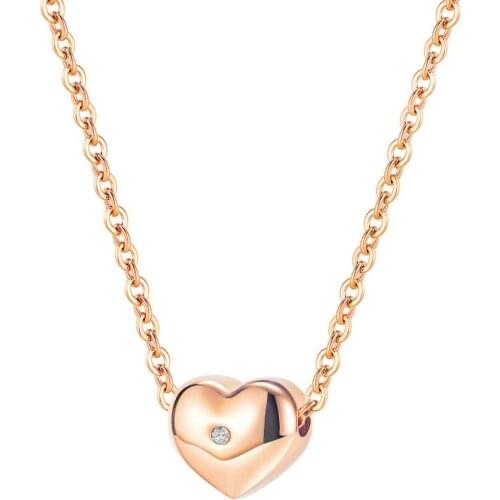 Womens CZ Drill Heart Pendant Necklace Gift Stainless Steel Love Charm Chain Included 18 inch summer jewelry Gifts