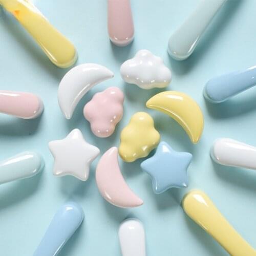 Children Room Ceramic Single Round Wardrobe Handle Kitchen Garden Door Handle Cabinet Handle Cartoon Furniture Handles Pull Up
