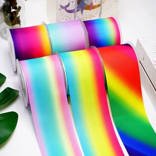 DIY Cartoon Gradient Color Printed Grosgrain Ribbon For Craft Supplies Sewing Accessories 5 Yards. 13234