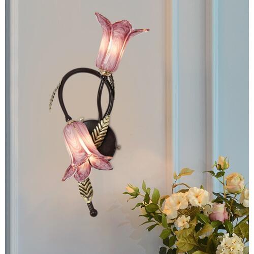 Background wall living room lamp bedroom bedside wall lamp Countryside flower wall lamp balcony hallway mirror headlight sconce