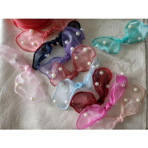 Pet Headwear Dog Head Flower Teddy Yorkshire Maltese Mesh Pearl Rabbit Ear Hair Clip 20pcs/lot