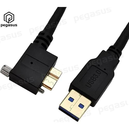1.8 Meters USB 3.0 A Male to Micro B Male 90 Degree Angle With Optional Screw Locking Cable