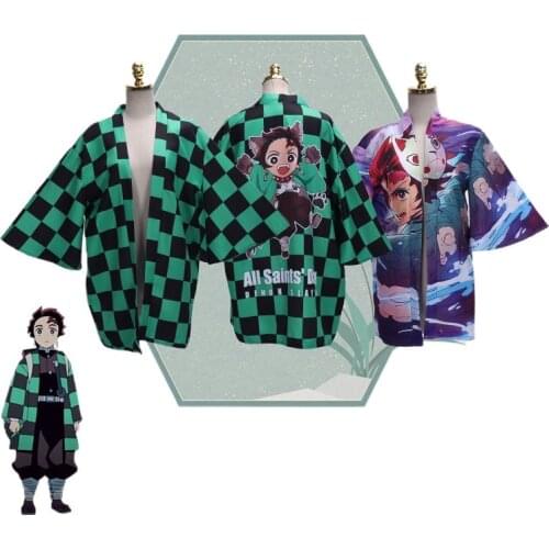 Anime Demon Slayer Kimetsu No Yaiba New Printing Summer Casual Kimono Haori Yukata Cosplay Halloween Party Women/Men Costume