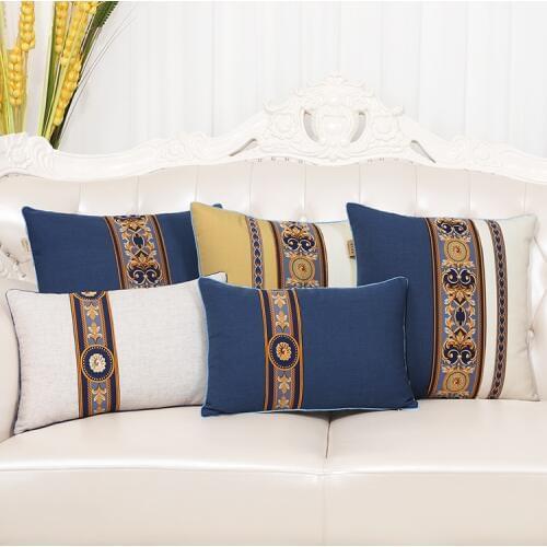 Chinese Patchwork Lace Linen Cotton Cushion Cover Vintage Sofa Chair Car Lumbar Pillow Cover Classic Pillow Case Christmas