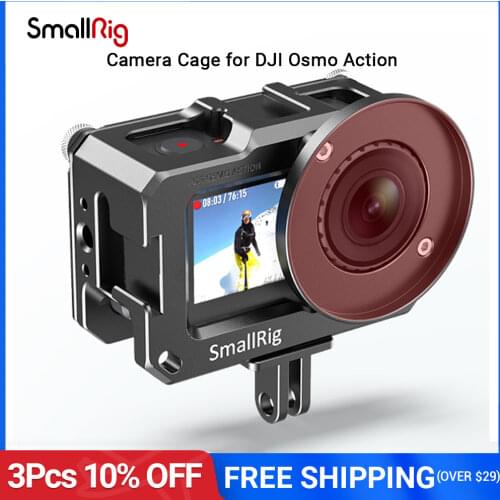 SmallRig Cage for DJI Osmo Action Camera Cage With Two Cold Shoe Mounts (Compatible with Microphone Adapter ) -2475