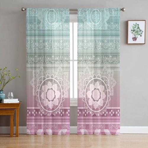 Mandala Curtain Window Tulle For Living Room Bedroom The Kitchen Window Treatment Decorations Curtains