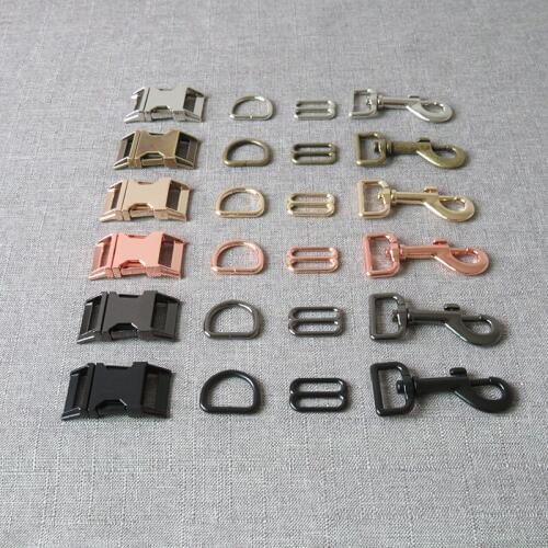 1 set 25mm metal straps slider D ring release belt buckle lobster hook snap clasp for pet dog collar leash harness accessories
