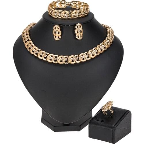 MUKUN Dubai Nigeria Fashion Jewelry Sets Wedding Charm Bridal Gold Necklace Bracelet Earrings Ring Jewelry Party Jewelry Set
