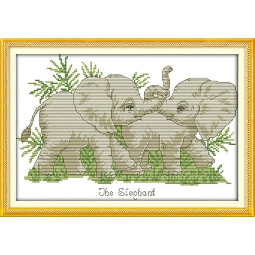 The elephant cross stitch kit 14ct 11ct pre stamped canvas embroidery DIY handmade needlework