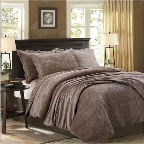 New Diamond velvet Quilted brown,gray,blue Bedspread Bed Cover Bed Sheet size 230x250cm blanket Pillowcases 3pcs