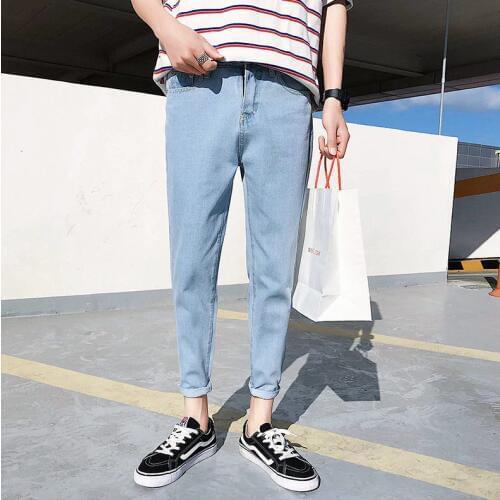 Wholesale 2020 spring autumn jeans hombre mens pants casual washed hip hop trousers feet teenagers straight Slim harem jeans