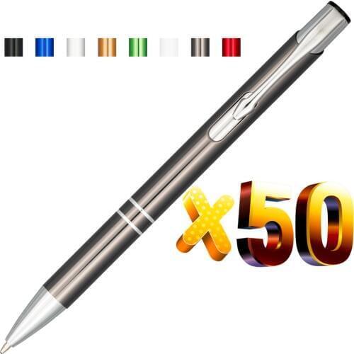 Lot 50pcs Oblique Top Dual Ring Metal Ball Pen,Color Anodized,Customize Logo Display Promotional Gift,Personalized Giveaway