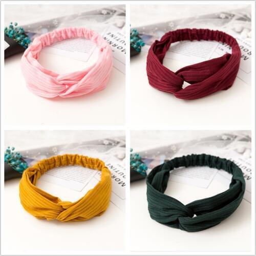 Women Knitting Soft Solid Headbands Vintage Cross Knot Elastic Hairbands Bandanas Girls Hair Bands Hair Accessories