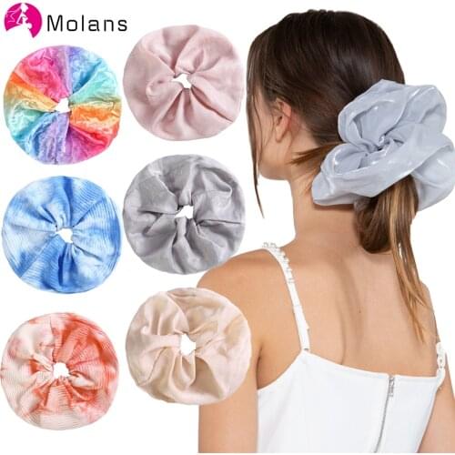 Molans Oversized Scrunchies Women Big Rubber Hair Ties Elastic Hair Band Girls Ponytail Holder Velvet Hair Rope Hair Accessories
