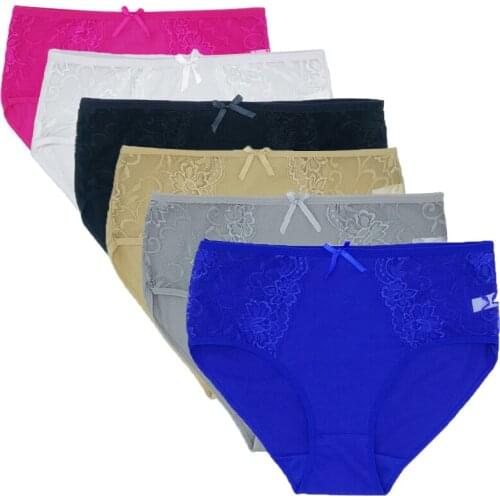 Sexy Womens Panties Plus Size 4XL Lingerie Female Underwear Cotton Mid-rise Underpants Ladies Floral Lace Briefs Mommy Pants