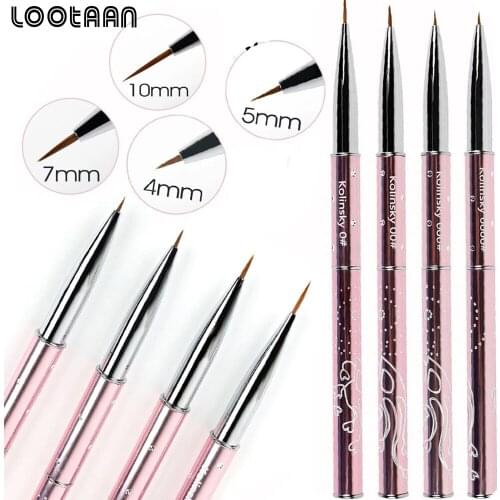 Nail Brush 4/5/7/10mm 1pc Pure Sable Kolinsky Manicure Brush Nail Art Liner Brush Paint Brush Nail Drawing Brush Painting Flower