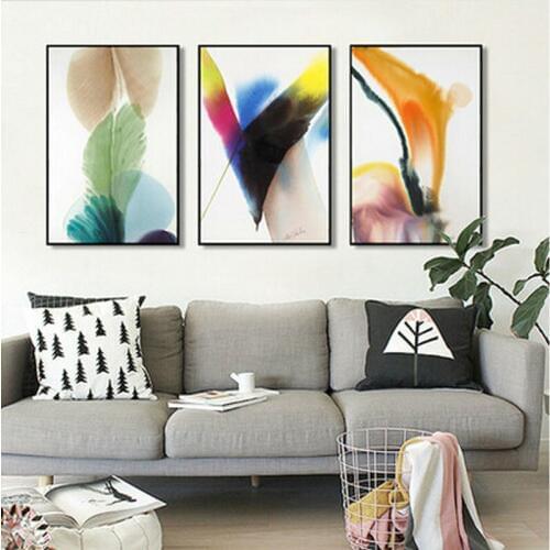 Modern Hand Painted Abstract Oil Painting On Canvas Colorful Flowers Wall Art Pictures By Numbers For Home Decoration 3Pcs/Lot