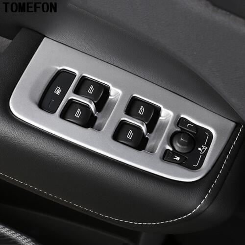 TOMEFON For XC60 XC 60 LHD 2018 2019 SUV Window Switch Button Cover Trim Interior Window Control Frame Stickers Only For LHD