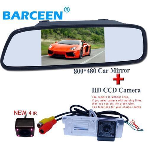 Superior car parking camera with 4 ir lights +5" car rear mirror adapt for Renault Fluence for renault megane