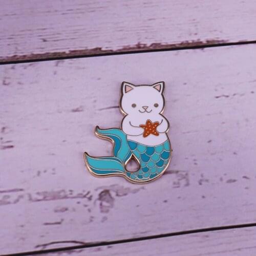 Cute Cat Mermaid Badge purrmaid Brooch cartoon magic kitty Pins perfect gift for a cat lady who also loves the sea