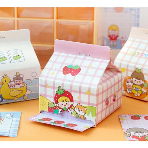 1 Pcs Lovely 200 Sheets Milk Box Design Girls Memo Pads Sticky Notes Paper Daily To Do List Paperlaria School Stationery