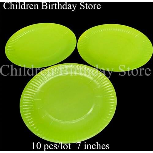 10pcs/lot light green theme disposable plates solid color birthday party decorations light green paper plates pure color dishes